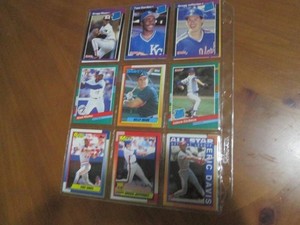 Double Sided Page of Baseball Trading Card Lot in Pocket Page