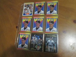 Double Sided Page of Mixed Lot Baseball Cards Featuring Will Clark, Griffey Jr. & Clemens