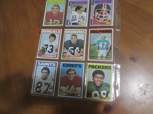 Double Sided Page of Vintage NFL Football Card Mixed Lot in Binder Sleeve