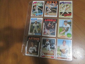 Double Sided Page of Vintage Baseball Card Binder Mixed Lot