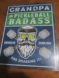 Grandpa pickleball metal sign, meas...