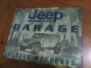 Jeep garage metal sign, measures 12...