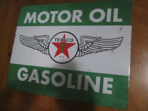 Motor oil gasoline metal sign, meas...