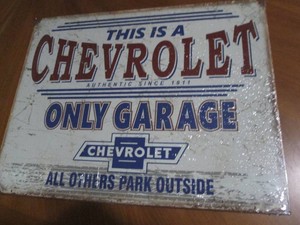 Chevrolet metal sign, measures 12 x...
