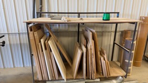 2-tier Rolling Steel Cart with wood shelves