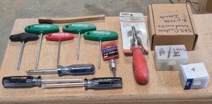 T-handle Torx, screw drivers, cutterhead knife blades