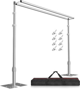 $263 EMART Backdrop Stand Heavy Duty 10x10Ft, Double Crossbar Pipe and Drape Photo Background Support Kit, Adjustable Metal Frame with Flat Base for Wedding Birthday Party Decoration