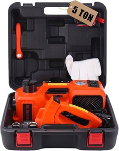 $122 ROGTZ Electric Hydraulic Car Jack Kit with Impact Wrench and Tire Inflator Pump, 5 Ton 12V Hydraulic Jack for SUV Sedans Tire Change with LED Light