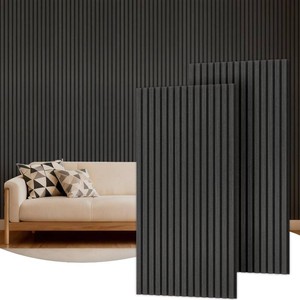 TONOR Wood Slatwall Panels, 2 Pack 47.2 x 23.6 120 x60cm(15.5ft ) Acoustic Wall Panels, Wood Slat Acoustic Panels for Noise Cancelling and Wall D cor Living Room, Bedroom, Home Decor, Office, Black