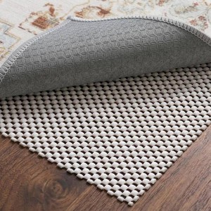 Non-Slip Rug Pad 9x12 Ft   9 x 12 Ventilated PVC Mesh Underlay for Hardwood & Tile Floors, Easy-Cut Anti-Skid Carpet Gripper for Living Room Area Rugs