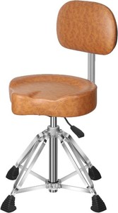 $140 Four-Legged Hydraulic Drum Stool, Anti-Shake Rectangular Base  Memory Foam Cushion, Suitable for Double bass Drum Playing and Intense Performances-Brown Leather 1