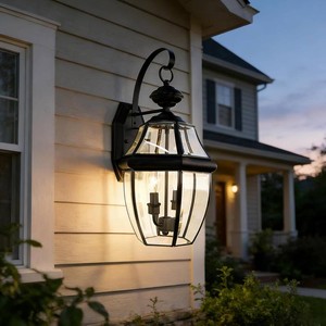 $130 Outdoor Wall Lights, 20inch Large Exterior Lighting Fixtures, 2 Light Waterproof Wall Sconce with Glass Shades, Aluminium Outside Lanterns for Porch Farmhouse Patio Doorway Yard (E12 Base Max 60W )