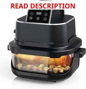$133 1500W Home Air Fryer Oven Custom 4-in-1 Smart Glass Oil-Free Modern Style 4L For Household Use Electric High Quality Plastic(Black,CN)