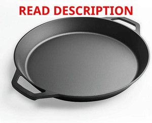 LI-GELISI 18-inch cast iron frying pan with double auxiliary handles, nitrogen-treated for rust resistance, suitable for stovesgrillscampfires, heavy-duty outdoor cooking pan