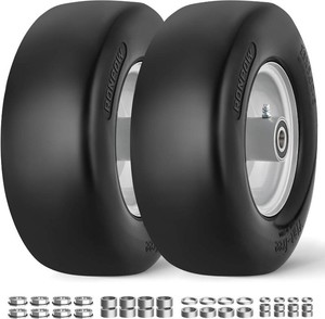 RONPOW 13x5.00-6 Flat Free Lawn Mower Tire and Wheel, 13x5x6 Solid Front Tires for Zero Turn Mower, 500Lbs Load, 34, 58 and 12 Bearings, 4.33-6.73 Hub for Residential Commercial, 2Pack Gray