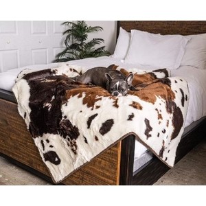 Paw Brands PupProtector Waterproof Dog Blanket - Brown cowhide, Original (60L x 50W)