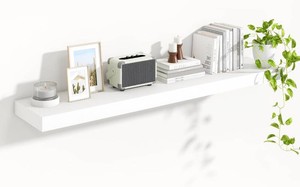 Heimlove Floating Shelves for Wall 55 Inch Long,Extra Large and Thick Wood Shelves Mounted Storage Hanging Shelf Invisible Bracket for Bedroom,Living Room,Kitchen,Office,White