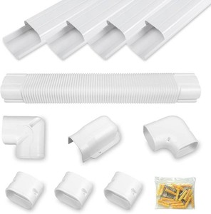 5 17Ft PVC Decorative Line Set Cover Kit for Ductless Mini Split Air Conditioners 17FT Line Set Cover for Heat Pump System and Central AC(Total Length 17Ft), White