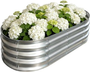 Galvanized Raised Garden Bed Outdoor, Large Raised Bed for Gardening, 4x2x1ft Metal Planter Box for Vegetables, Fruits, Flowers, Easy Assembly with Wing Nuts & Safe Rolled Design, Silver