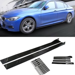 Universal Car Side Skirt Upgrade Three-Section 78.7 Car Rocker Panels Side Skirt Body Kit Extended Split Lip,2pcs,Black