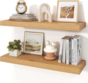 Floating Shelves for Wall, 9.3 Deep Wall Mounted Wood Shelves for Bathroom, Bedroom, Living Room, Kitchen, Hanging Shelf for BooksStorageRoom Decor (Oak, 30)