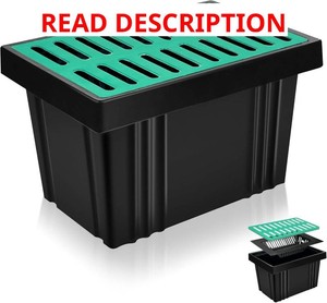 $126 25.6x17.7x15.7 FRP Catch Basin with Composite Grate and Debris Basket, Heavy Duty Yard Drainage Box for French Drain & Downspout, Large Surface Water Collection Box