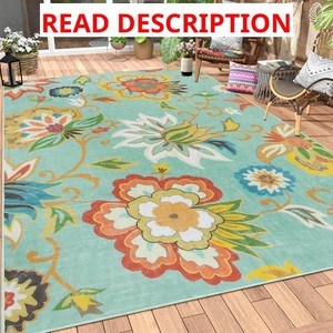 Lahome Floral Indoor Outdoor Rugs, 6x9ft Non Slip Outdoor Patio Rug for Balcony Deck, Soft Outdoor Area Rug for Camping PicnicBackyard, RV Outdoor Rugs for Living Room Dining Bedroom,Multi