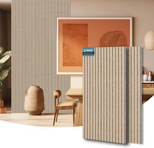 AKUMAX 2 Pack Acoustic Panels,Wood Slat for Wall and Ceiling-Art Acoustic Foam Panels 96x24Inches 3D Wall Panels High Density Sound Dampening Panels (Classic Oak, 2pcs-24in48in)