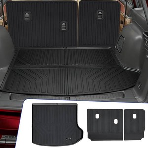 Cargo Mat with Backrest Protection for 2022-2026 Jeep Grand Cherokee,TPE All Weather Protection Cargo Liner with Velcro Rear Seats Backrest car Accessories-Black