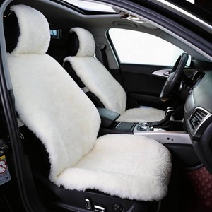 $158 Natural Fur Sheepskin Universal car seat Covers for seat Cushion Auto Accessories (Pearly White, Universal Fit Pack of 2)