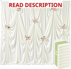 $190 80ft x 12ft Wrinkle Free Ivory Backdrop Curtains for Wedding Parties Ivory Curtain Backdrop Photo Fabric Backdrop Drapes for Bridal Shower Photography Background Curtain 10ft(W) x 12ft(H), 8 Panels