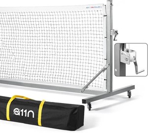 $180 A11N Sports Pro Pickleball Net with Wheels and Hand Winch, Tournament Regulation Size, Anti-Sag Design, Perfect for Outdoor Court & Indoor Gym Floor