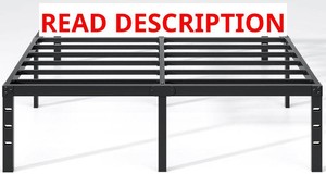 NEW JETO Metal Bed Frame,King Size Bed Frame with Storage Space,Heavy Duty Sturdy Mattress Foundation,Easy Assembly,No Box Spring Needed, Black,18 Inch,King