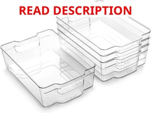 BINO  Stackable Storage Bins, Large - 4 Pack  The Stacker Collection  Clear Plastic Storage Bins  Organization and Storage Containers for Pantry & Fridge  Multi-Use Organizer Bins  BPA-Free