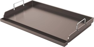 Utheer Cast Iron Griddle for Gas Grill, 25 x16 Flat Top for Outdoor Grill Rectangular Plate with Removable Handles for Charcoal Camping, Tailgating, and Parties