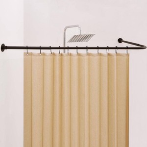 Corner Shower Curtain Rod, 24-53 x 24-53 Adjustable L Shaped Shower Rod No-Sagging 304 Stainless 90 Degree Curved Curtain Rod for Bathroom Bathtub with 12 Ring Hooks & Ceiling Support