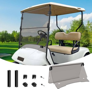 EZGO Golf Cart Windshield, Foldable EZGO Tinted Windshield for 1995-2013 EZGO TXT, PDS, DCS Golf Carts, UV and Impact Resistant, PC Golf Cart Windshield with Clips