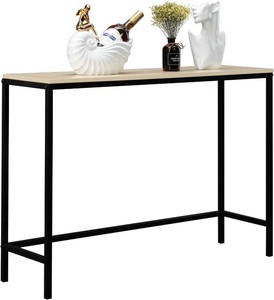 Porch Table, 41 Patio Table Pub Height Dining Table with Waterproof Top and Hammer Finish Stand for Hot Tub, Garden, Backyard, Indoor,Light Walnut Color