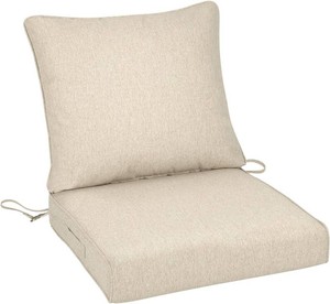 BPS 24 x 24 Inch Outdoor Chair Cushion Set, Fade-Resistant and Water-Resistant Solution-Dyed Polyester Fabric Patio Deep Seat Cushion with Removable Cover and Straps for OutdoorIndoor Use