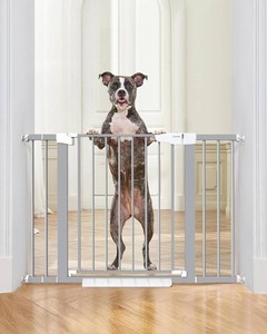 Cumbor 30-46 Baby Gate for Stairs, Gifts for Mom-Auto Close Dog Gate for The House, Easy Install Pressure Mounted Pet Gates for Doorways, Easy Walk Thru Wide Safety Gate for Dog, Gray