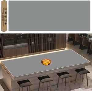 Super Large Silicone Mat, 120x24 Silicone Mats for Kitchen Counter, Non-Slip Heat Resistant Mat,Thicken Kitchen Counter Mat, Waterproof Countertop Protector for Craft (Light Grey)