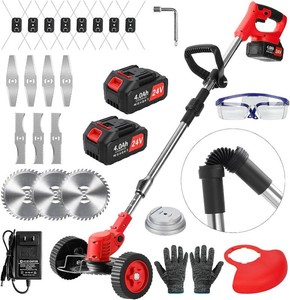 Electric Weed Wacker Cordless,24v Battery Powered Weed Eater with Blade & 2 4.0 Ah Batteries & Charger, 3 in 1 Women Lightweight Grass Trimmer  Brush Cutters for Gardens, Yards, and Patios