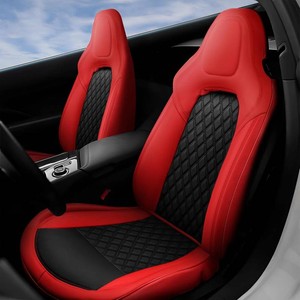 $190 GIANT PANDA Front Car Seat Covers Customized Fit 2014 2015 2016 2017 2018 2019 Chevy Chevrolet Corvette C7 Standard Seats, Leather, Black&Red