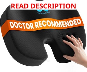 Everlasting Comfort Doctor Recommended Memory Foam Seat Cushion for Office Chairs & Car - Ergonomic Office Desk Accessories - Cushions for Tailbone Pain Relief, Sciatica (Black, Large)