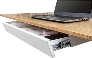 Stand Up Desk Store Add-On Office Sliding Under-Desk Drawer Storage Organizer for Standing Desks  Requires 14 of Front to Back Clearance Beneath Desks and Tables (White)