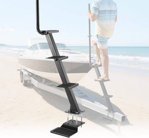 $124 VEVOR Boat Trailer Steps, 4-Step, Heavy-Duty Boat Trailer Steps with Handle, Non-Slip Surface, 3 Mounting Angle Options, Carbon Steel Ladder Suitable for 3 x 33 x 54 x 4 Frame, Bottom Mounting