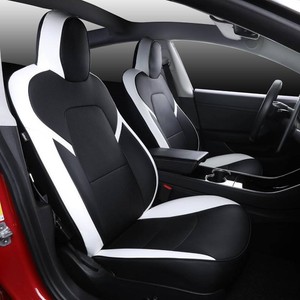 $230 Suitable for Tesla Model 3 Seat Covers, Waterproof Faux Leather Car Seat Covers Full Set forTesla Model 3 2023 2022 2021 2020 2019 2018 2017 (Black White)