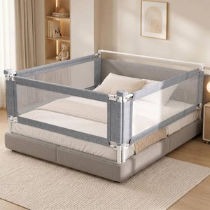 $150 3-Piece King Size Bed Rail for Toddlers - Adjustable Baby Bed Rail Guard, Kids Safety Bed Rail for King Size Bed (78.7x78.7x74.8-Grey)
