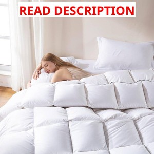 DOWNCOOL Feather Comforter King Size, 100% Cotton Cover Ultra Soft Fluffy Duvet Insert King, All Season Luxurious Hotel Bedding Comforters with Corner Tabs, White 106x90