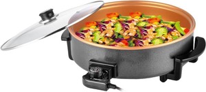 14 Large Electric Skillet with lid, Ceramic Nonstick Coating Electric Frying Pan, 1500W Quick & Even Heating, 5 Adjustable Temperature Control, Tempered Glass Lid & Cool-Touch Handles